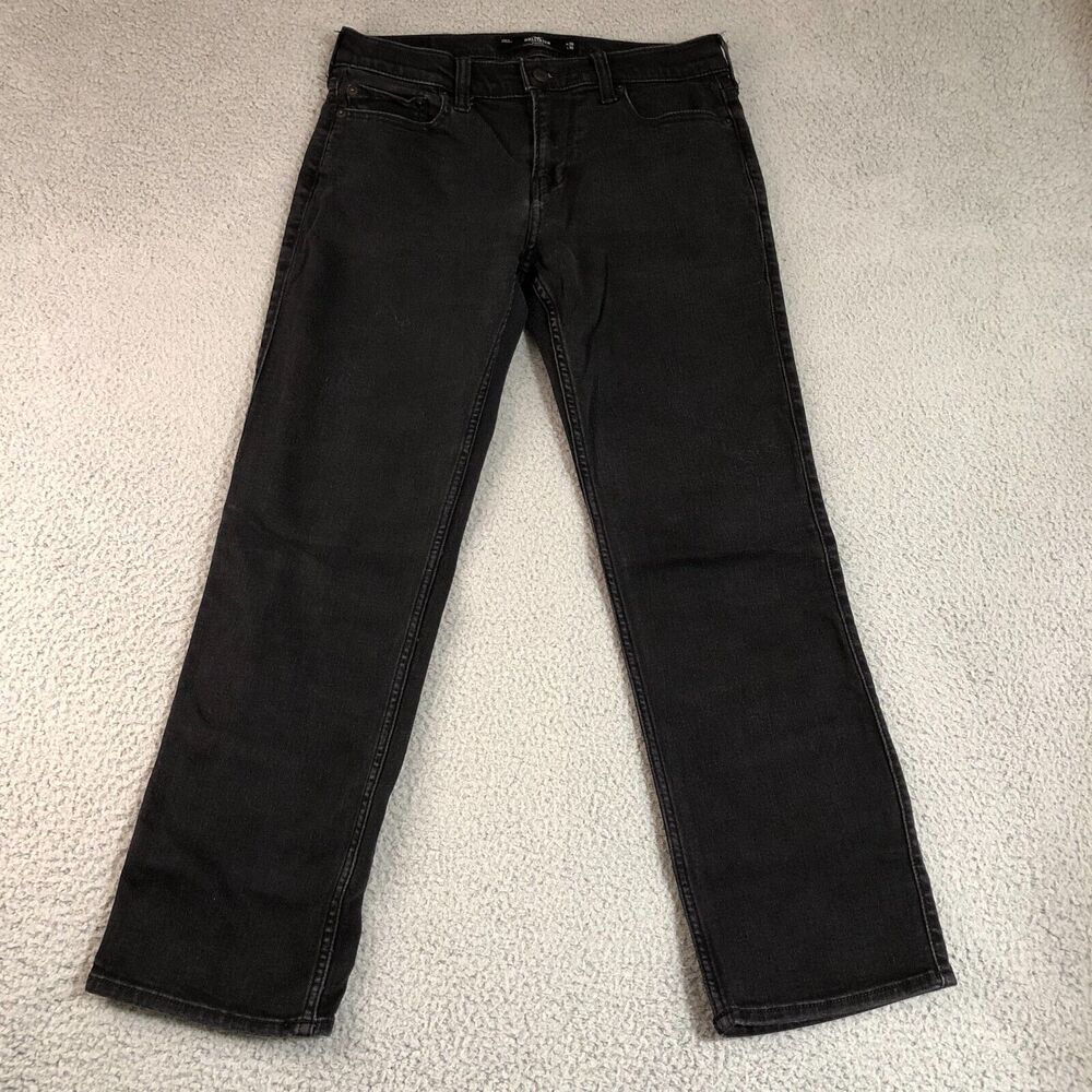 Hollister Jeans Men 30x30 Black Denim Preppy Straight Leg Solid Stretch Normcore